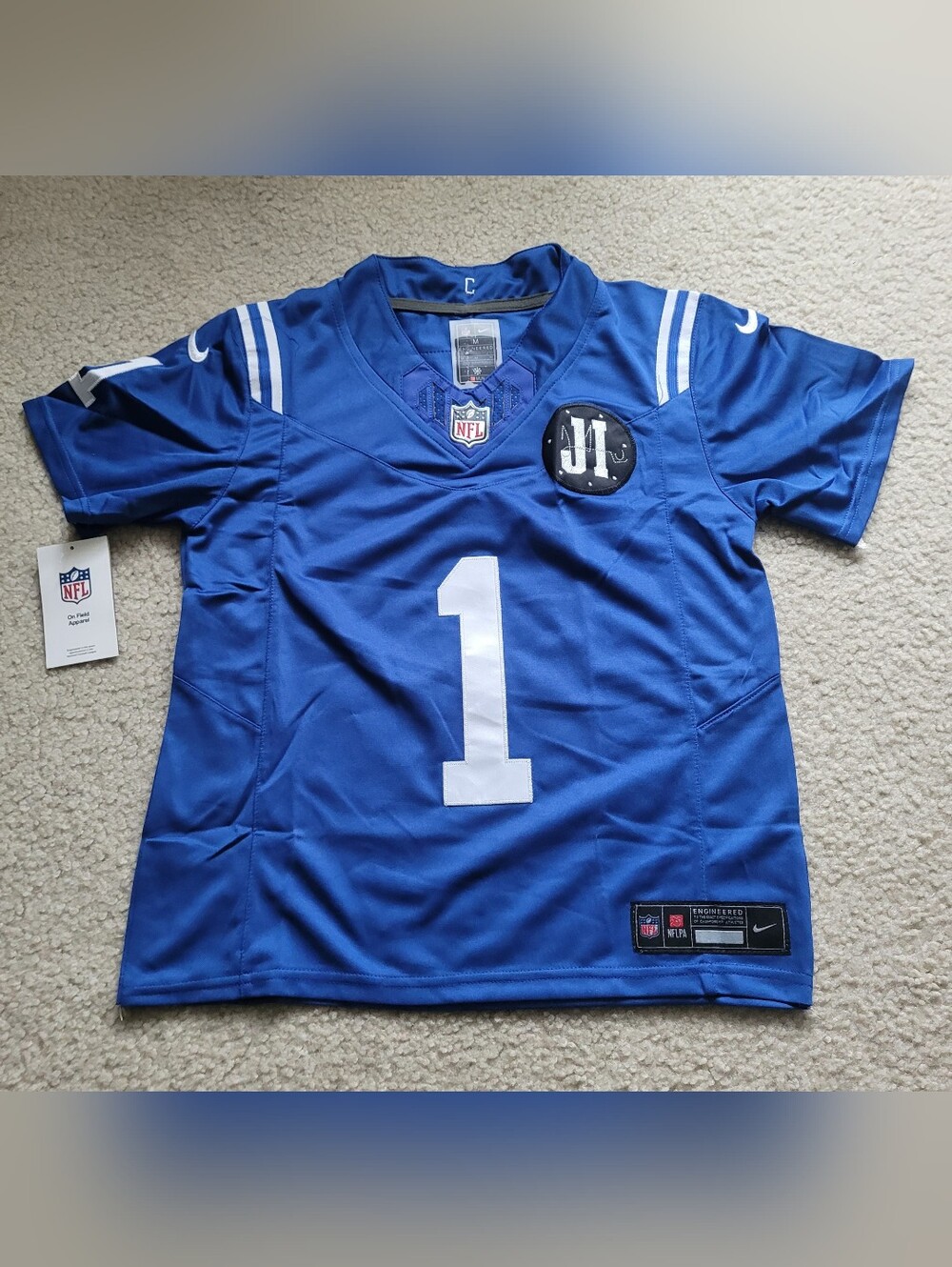 Colts Ahmad Sauce Gardner #1  Stitched NFL Jersey W/Jim Irsay Patch Kids M